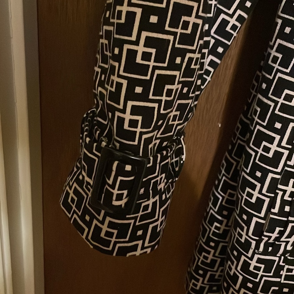 Style & Co black and white geometric pattern pea coat​ - Picture 3 of 5
